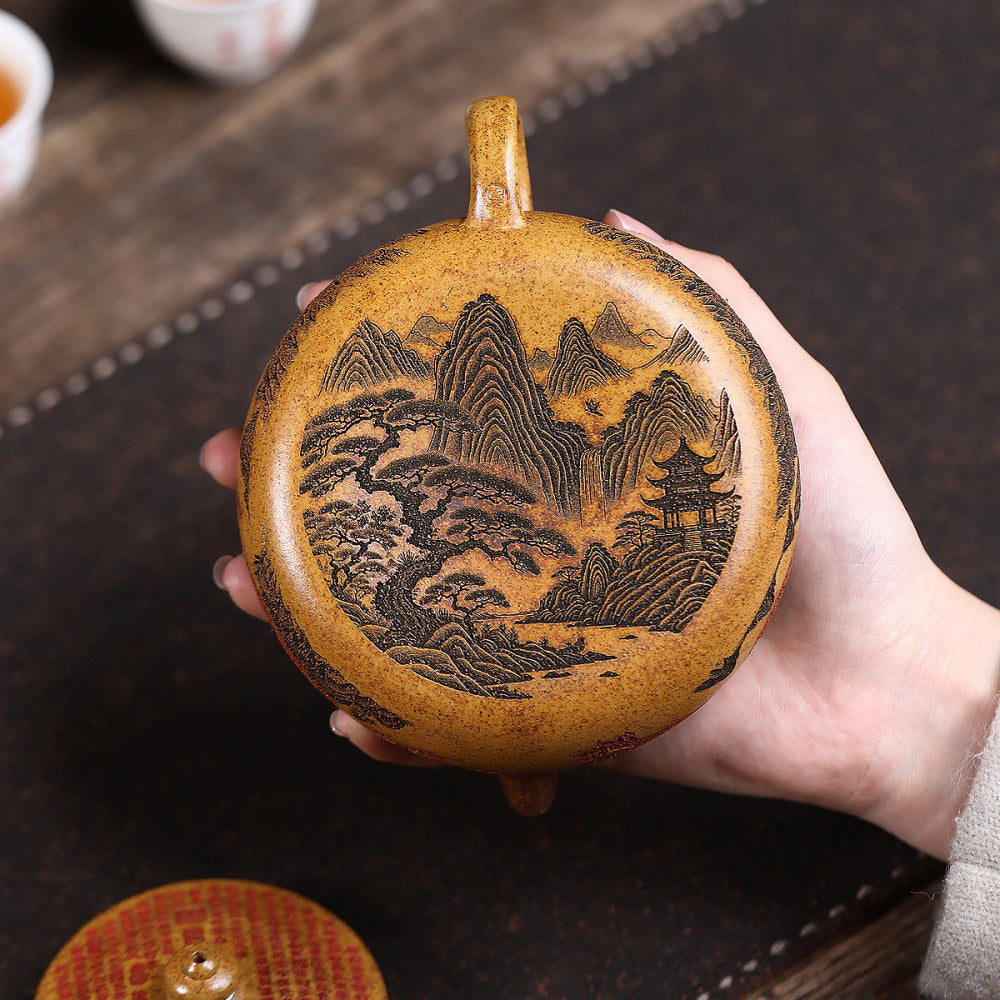 Yixing Dragon Bone Gold Sand Dragon Teapot