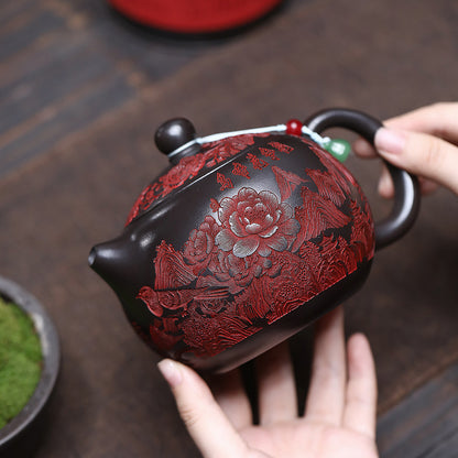 Yixing Purple Clay Peony Xi Shi Teapot