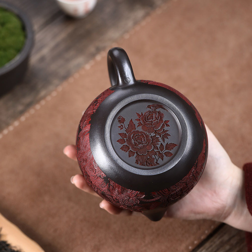 Yixing Purple Clay Peony Xi Shi Teapot