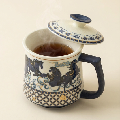 Galloping Horse Ceramic Tea Cup With Infuser