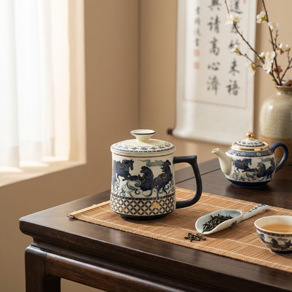 Galloping Horse Ceramic Tea Cup With Infuser