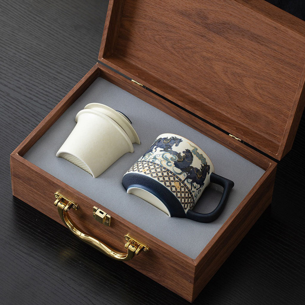 Galloping Horse Ceramic Tea Cup With Infuser