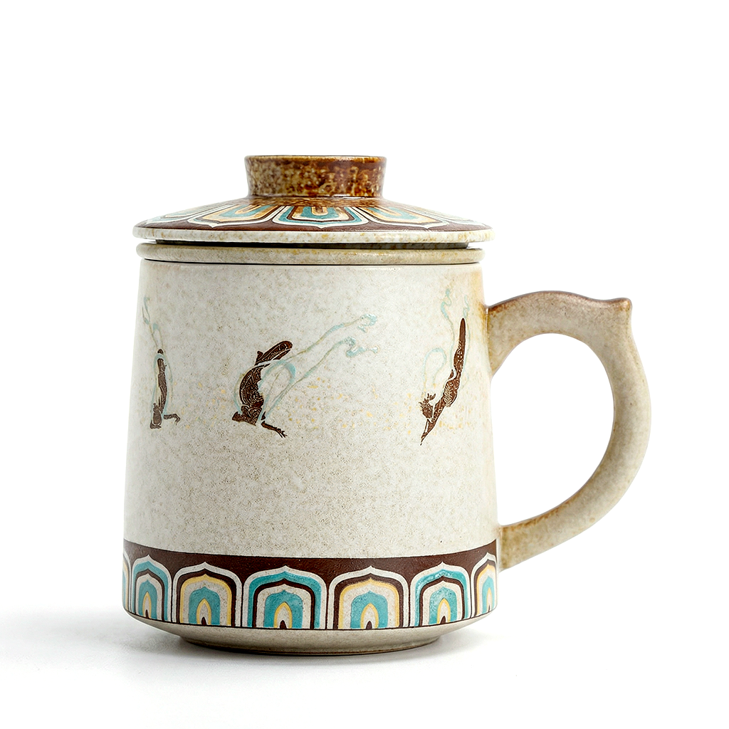 Dunhuang Flying Apsaras Ceramic Tea Cup With Infuser