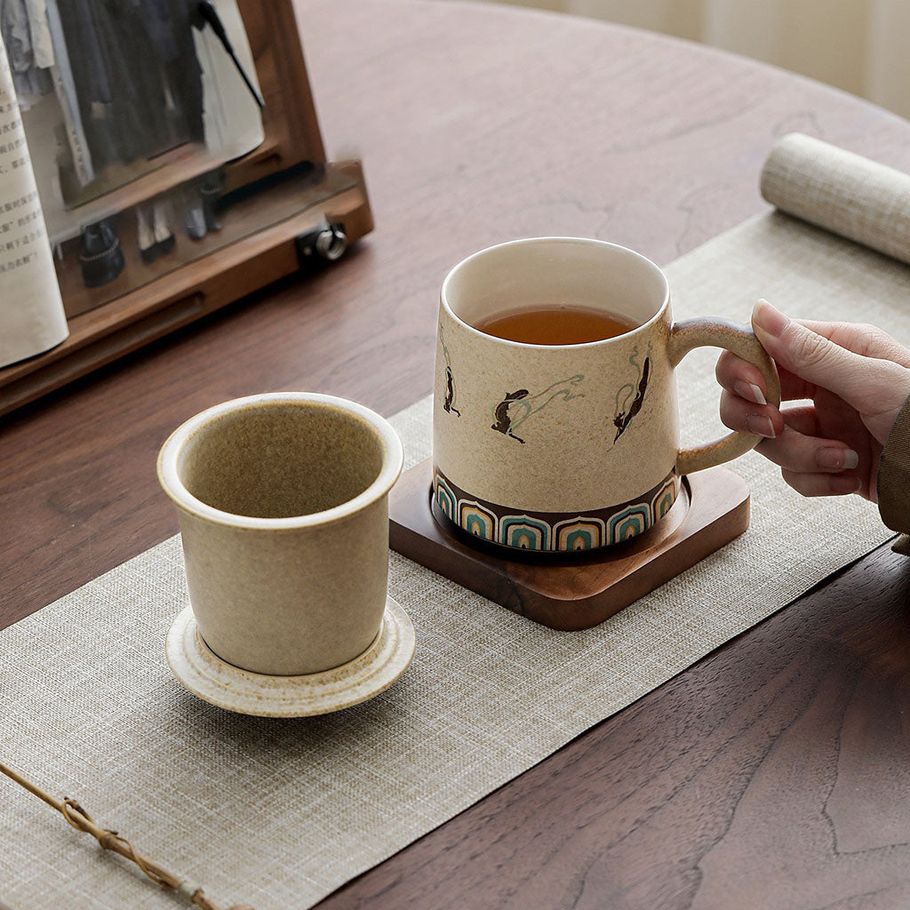 Dunhuang Flying Apsaras Ceramic Tea Cup With Infuser