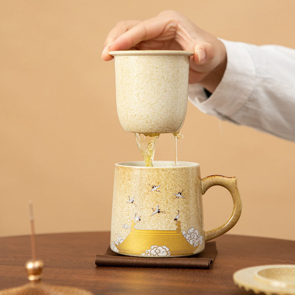 Auspicious Crane Ceramic Palace Museum Teacup