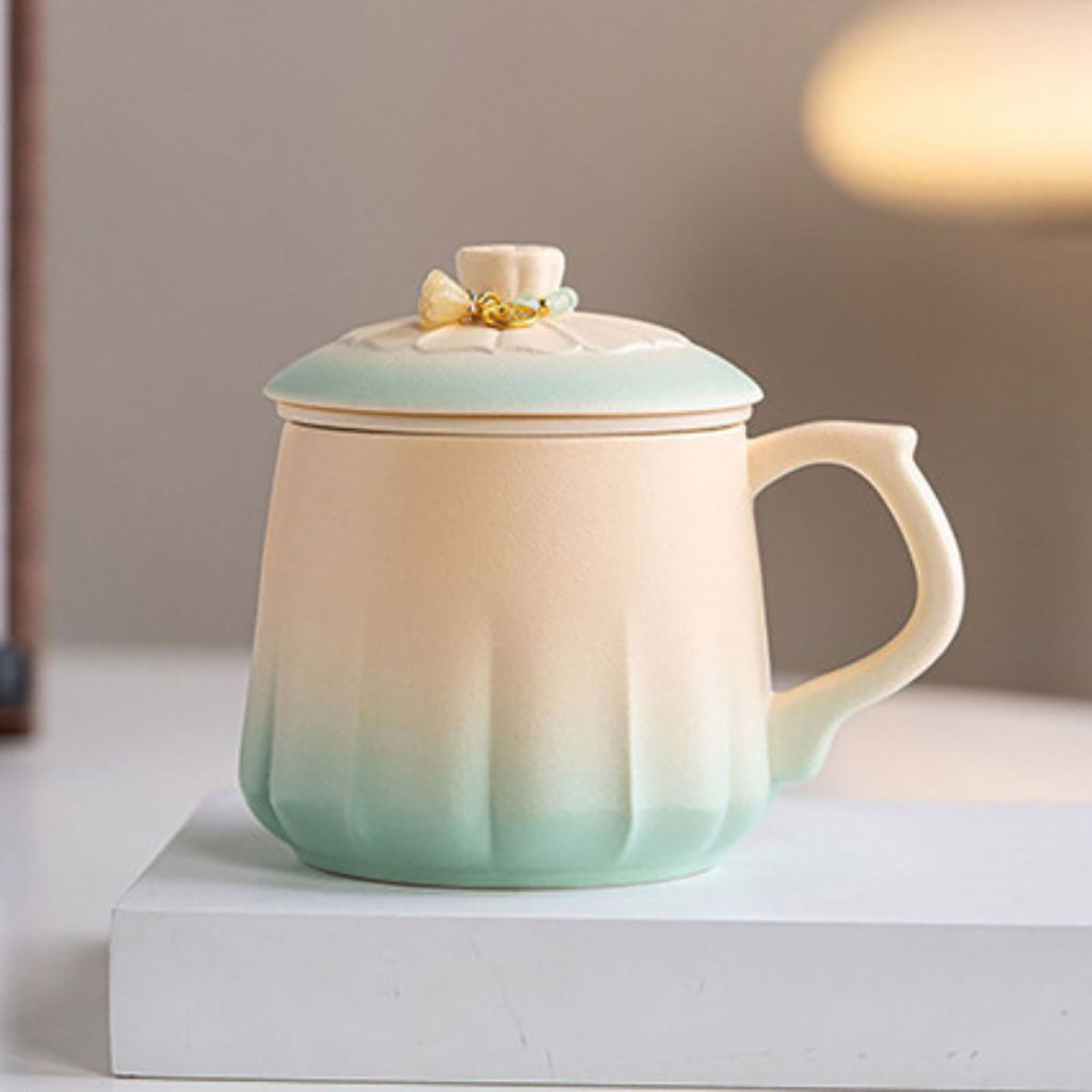 Gradient Ceramic Tea Cup With Infuser
