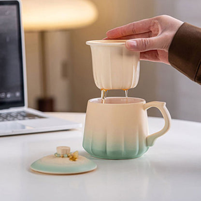 Gradient Ceramic Tea Cup With Infuser