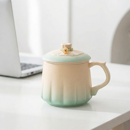 Gradient Ceramic Tea Cup With Infuser