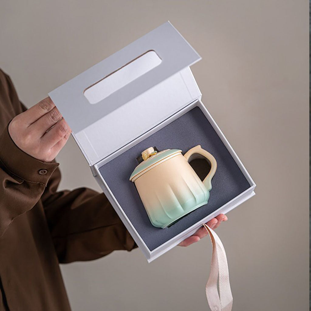 Gradient Ceramic Tea Cup With Infuser