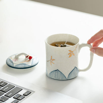 Bamboo Orchid Ceramic Tea Cup With Infuser