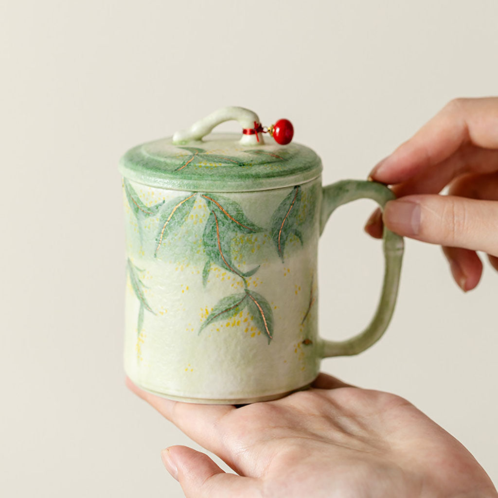 Bamboo Osmanthus Ceramic Tea Cup With Infuser
