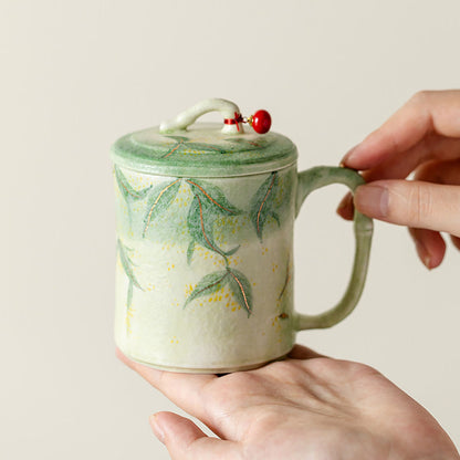 Bamboo Osmanthus Ceramic Tea Cup With Infuser