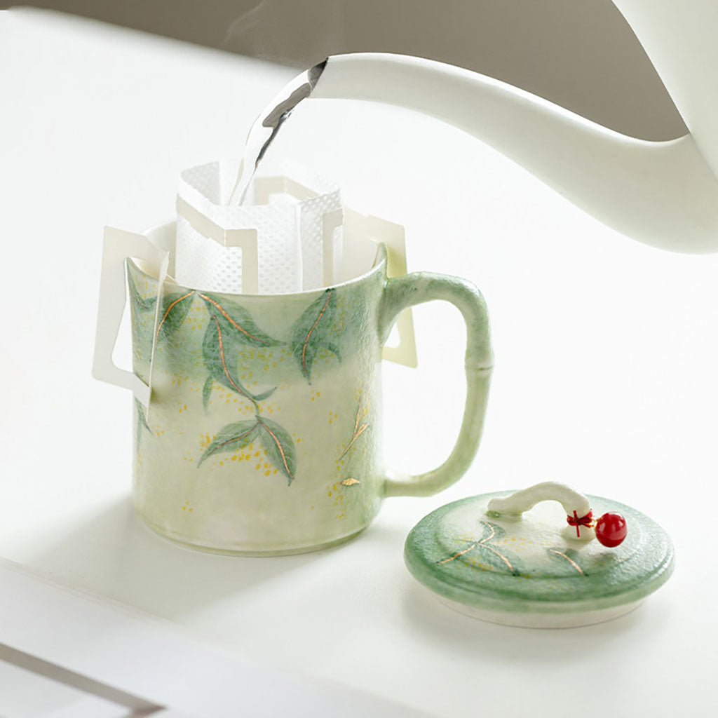 Bamboo Osmanthus Ceramic Tea Cup With Infuser