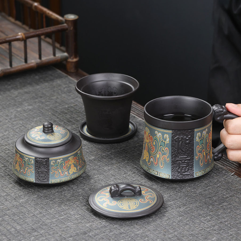 Ruyi Purple Clay Tea Cup With Infuser