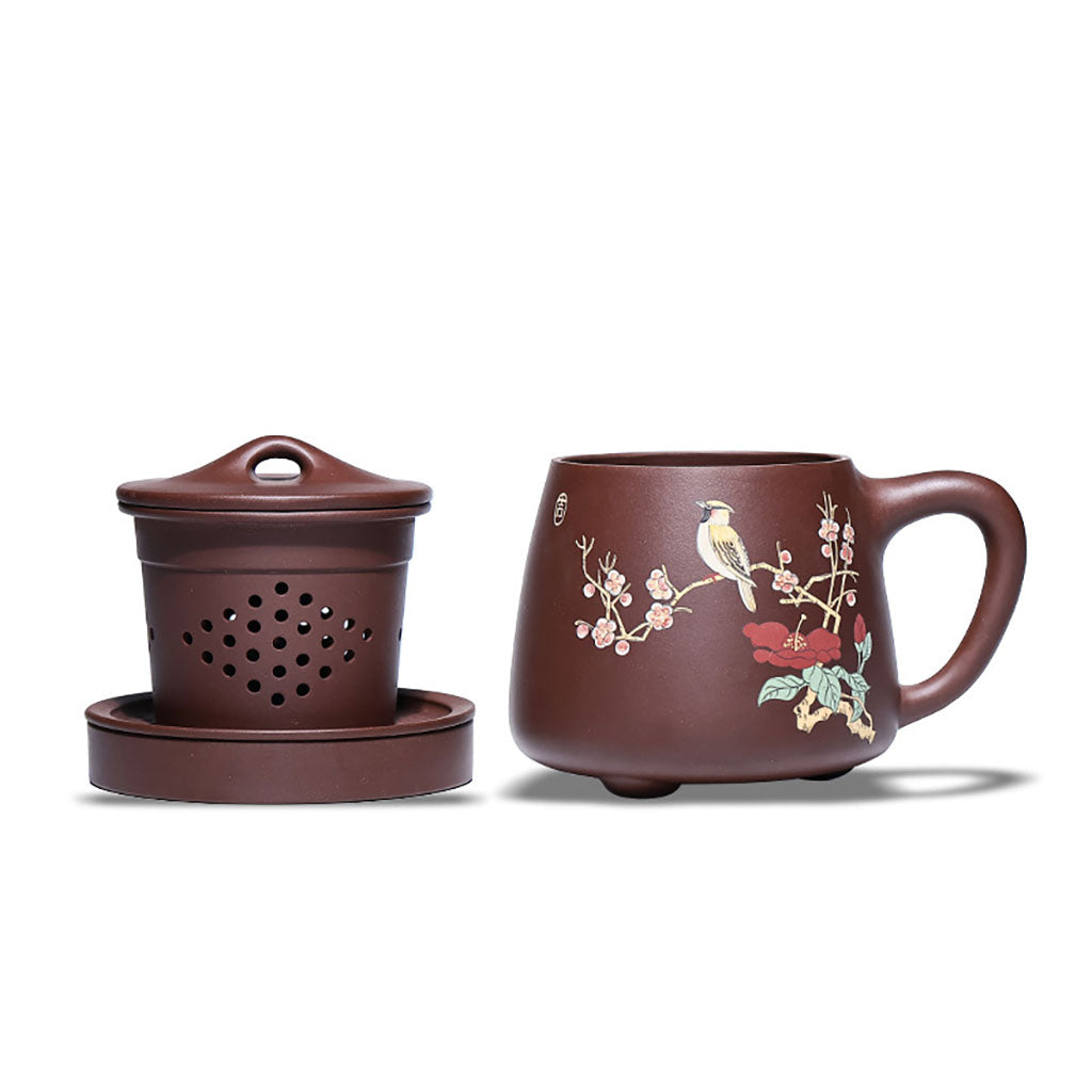 Magpie and Plum Blossom Purple Clay Tea Cup