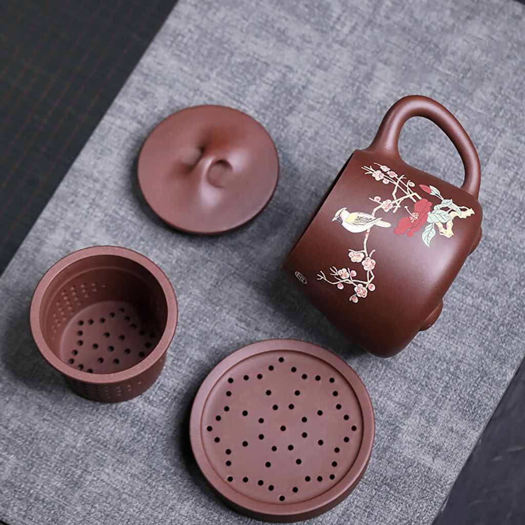 Magpie and Plum Blossom Purple Clay Tea Cup