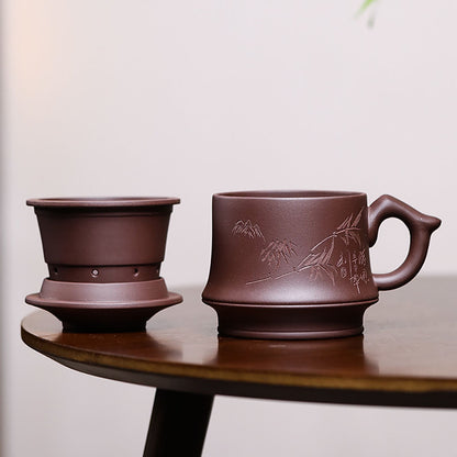Bamboo Purple Clay Tea Cup With Infuser