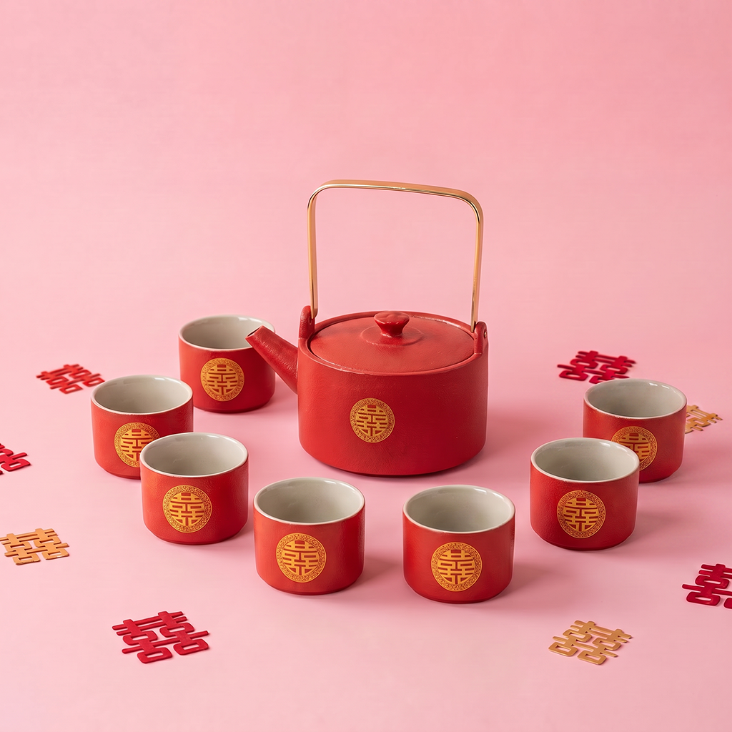 Double Happiness Ceramic Wedding Tea Set