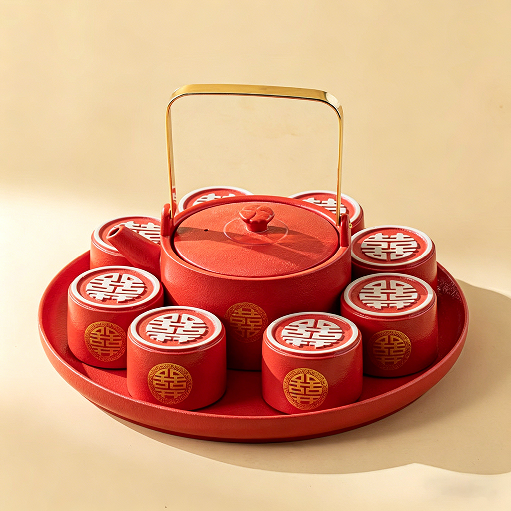 Double Happiness Ceramic Wedding Tea Set