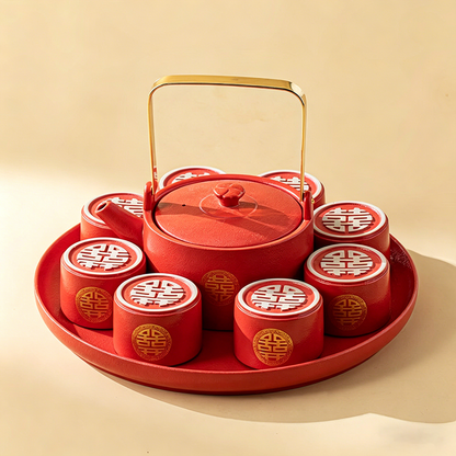 Double Happiness Ceramic Wedding Tea Set