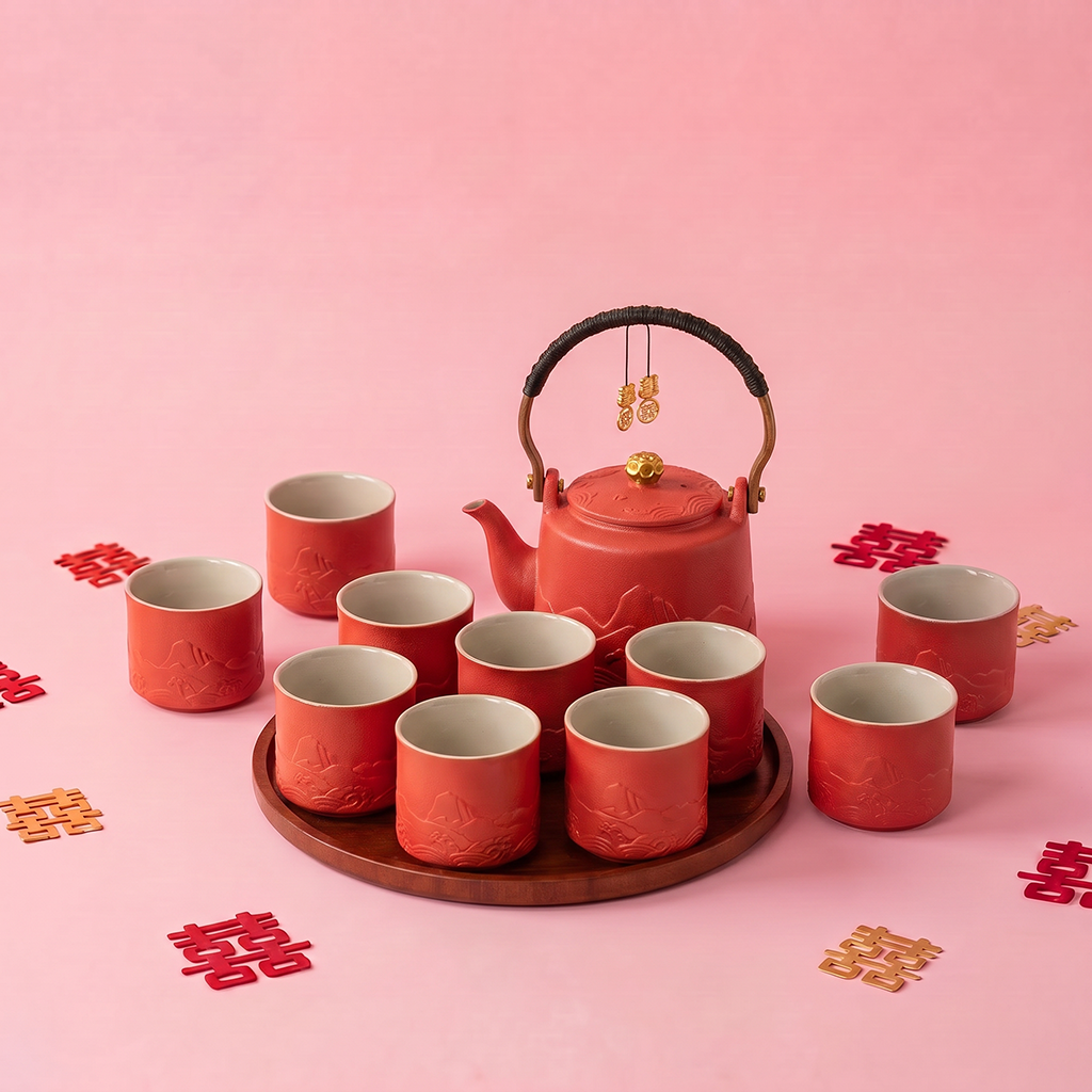 Mountain and Wave Ceramic Wedding Tea Set