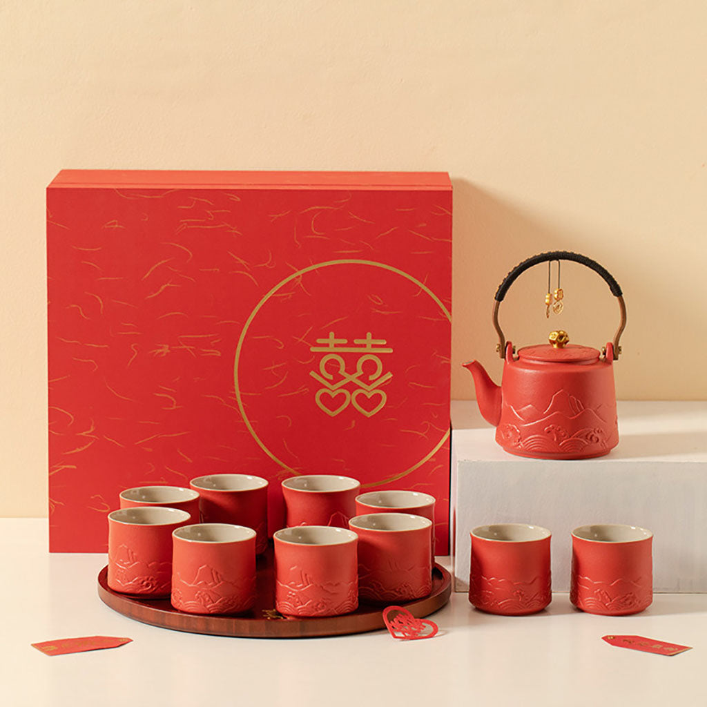 Mountain and Wave Ceramic Wedding Tea Set