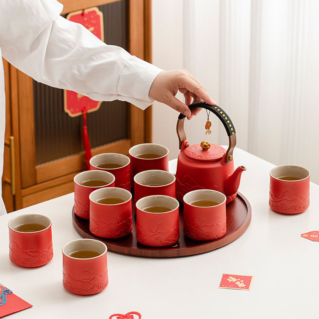 Mountain and Wave Ceramic Wedding Tea Set