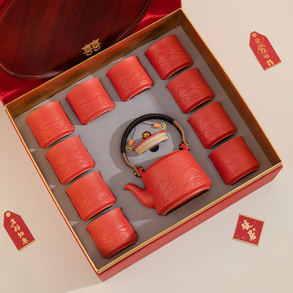 Mountain and Wave Ceramic Wedding Tea Set