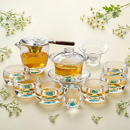 Turquoise High Borosilicate Glass Gaiwan Tea Set