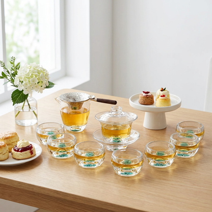 Turquoise High Borosilicate Glass Gaiwan Tea Set