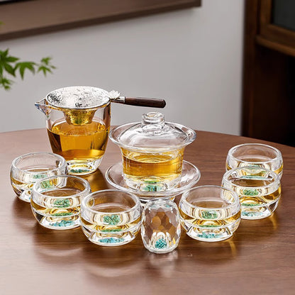 Turquoise High Borosilicate Glass Gaiwan Tea Set