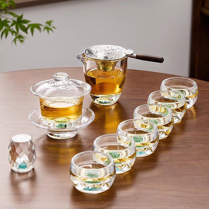 Turquoise High Borosilicate Glass Gaiwan Tea Set