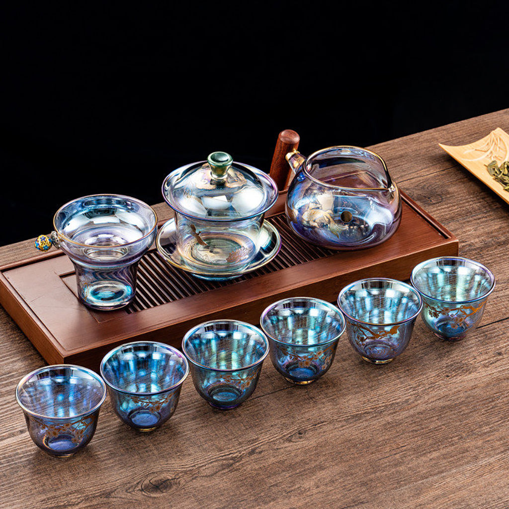 Iridescent High Borosilicate Glass Gaiwan Tea Set