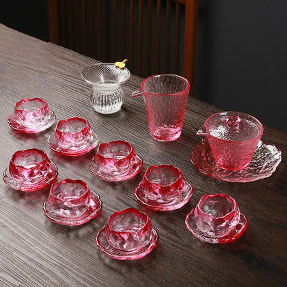 Pink Ice Crystal High Borosilicate Glass Tea Set