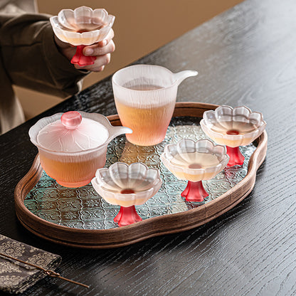 Pink Lotus Crystal Glass Tea Set