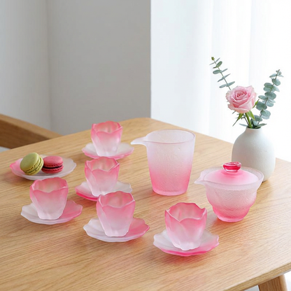 Cherry Blossom Pink Glass Tea Set