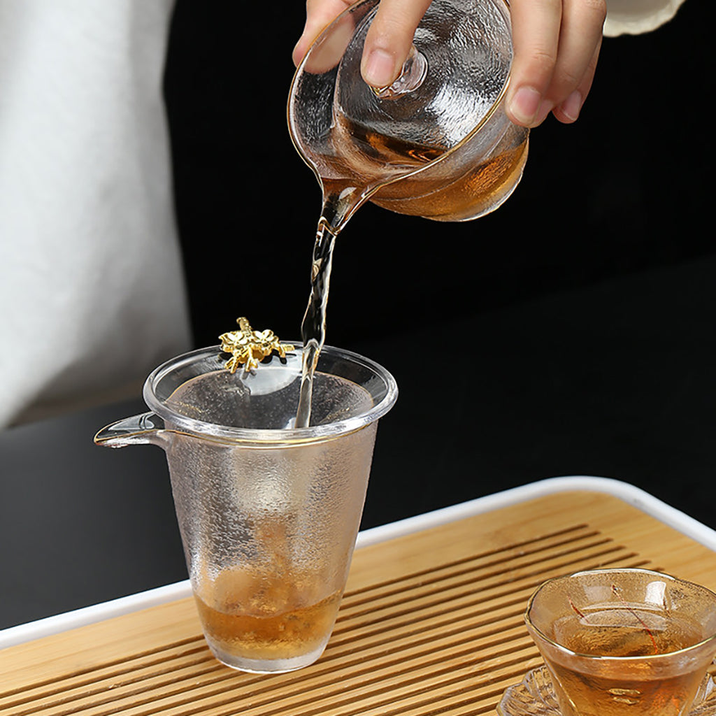 Plum Blossom Ice-Textured Glass Tea Set