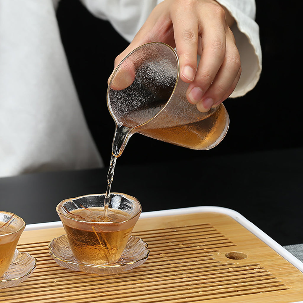 Plum Blossom Ice-Textured Glass Tea Set