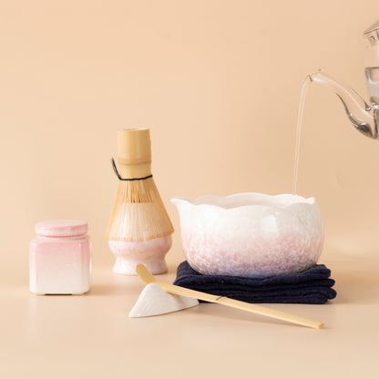 Crystalline Glaze Pink Flower Matcha Tea Set