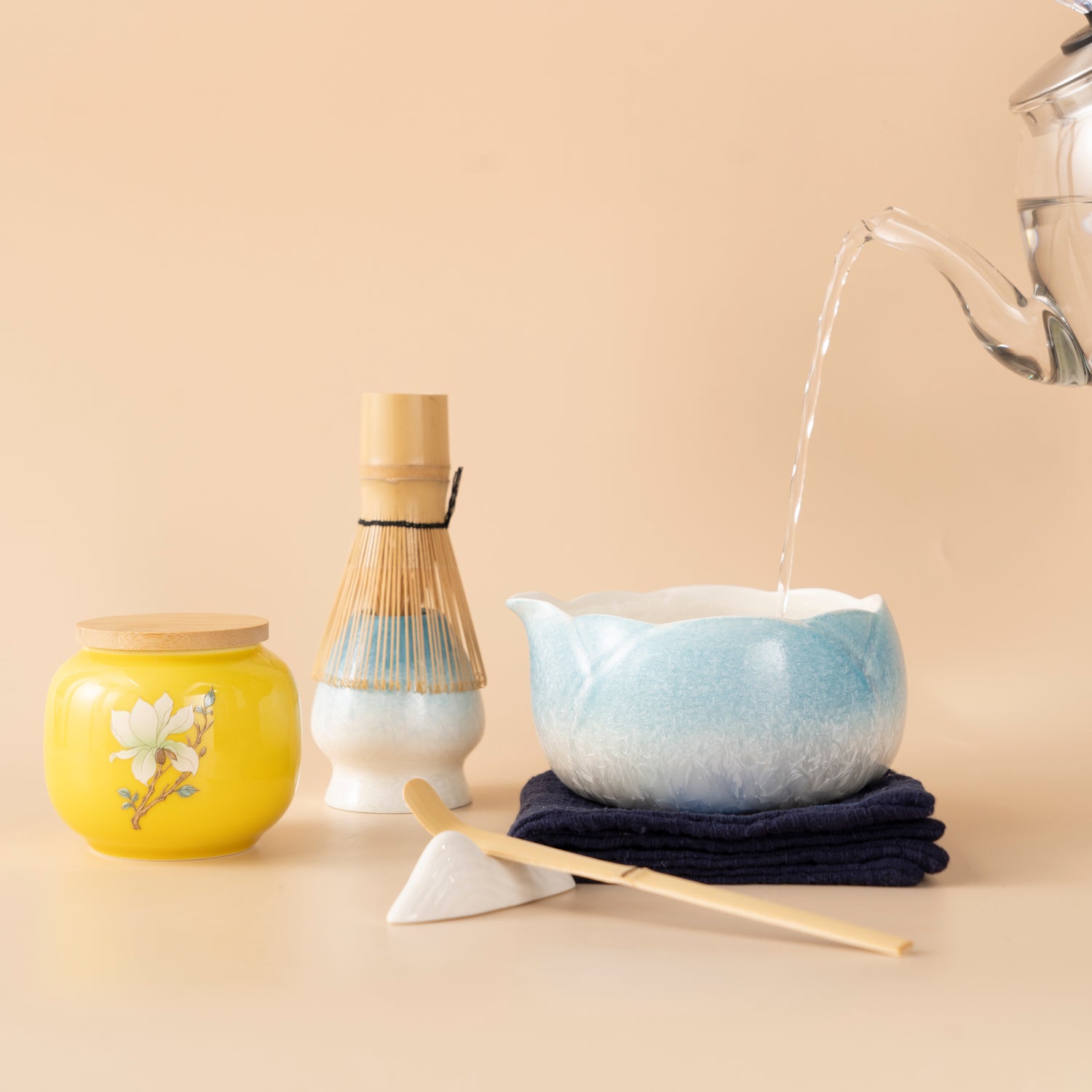 Crystalline Glaze Pink Flower Matcha Tea Set