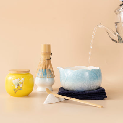 Crystalline Glaze Pink Flower Matcha Tea Set