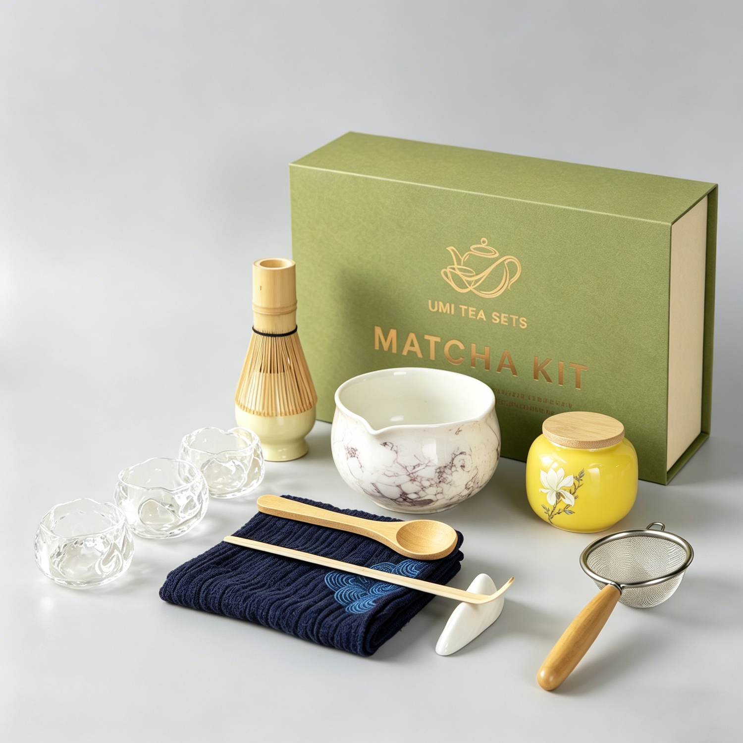 Japanese Marble-textured Ceramic Matcha Tea Set