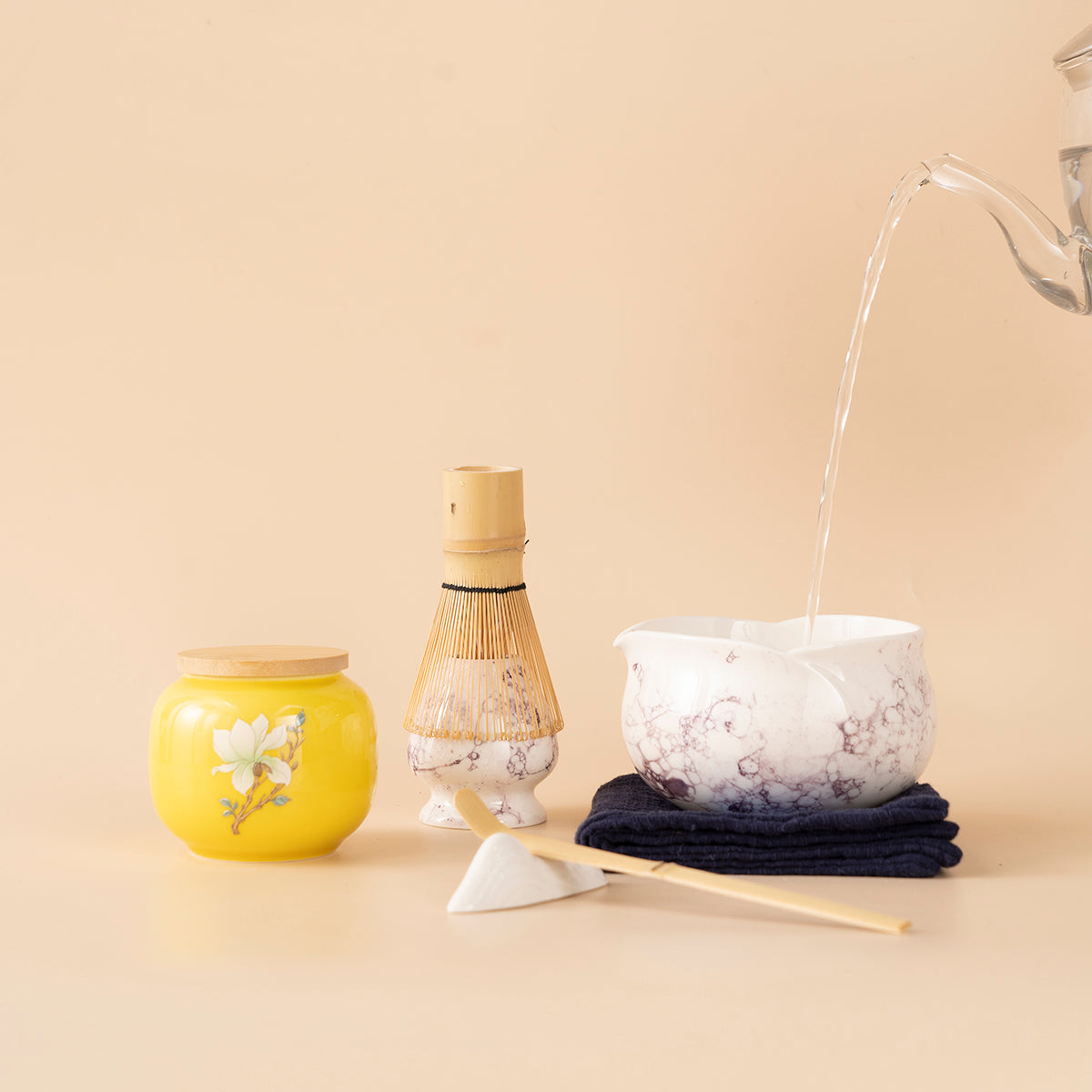 Japanese Marble-textured Ceramic Matcha Tea Set