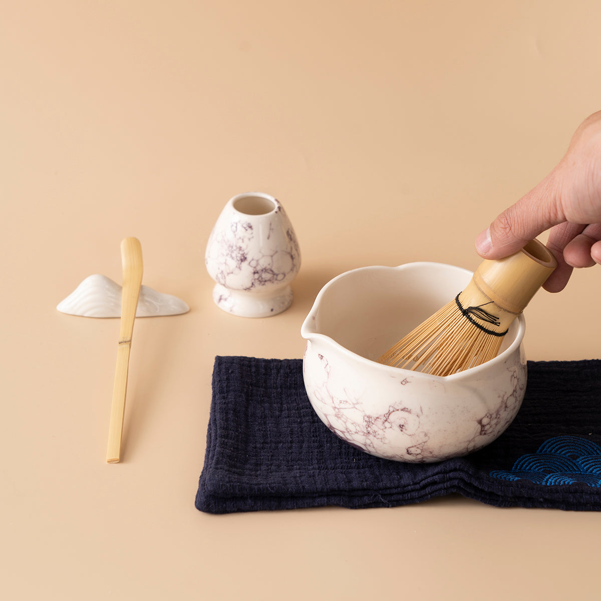 Japanese Marble-textured Ceramic Matcha Tea Set