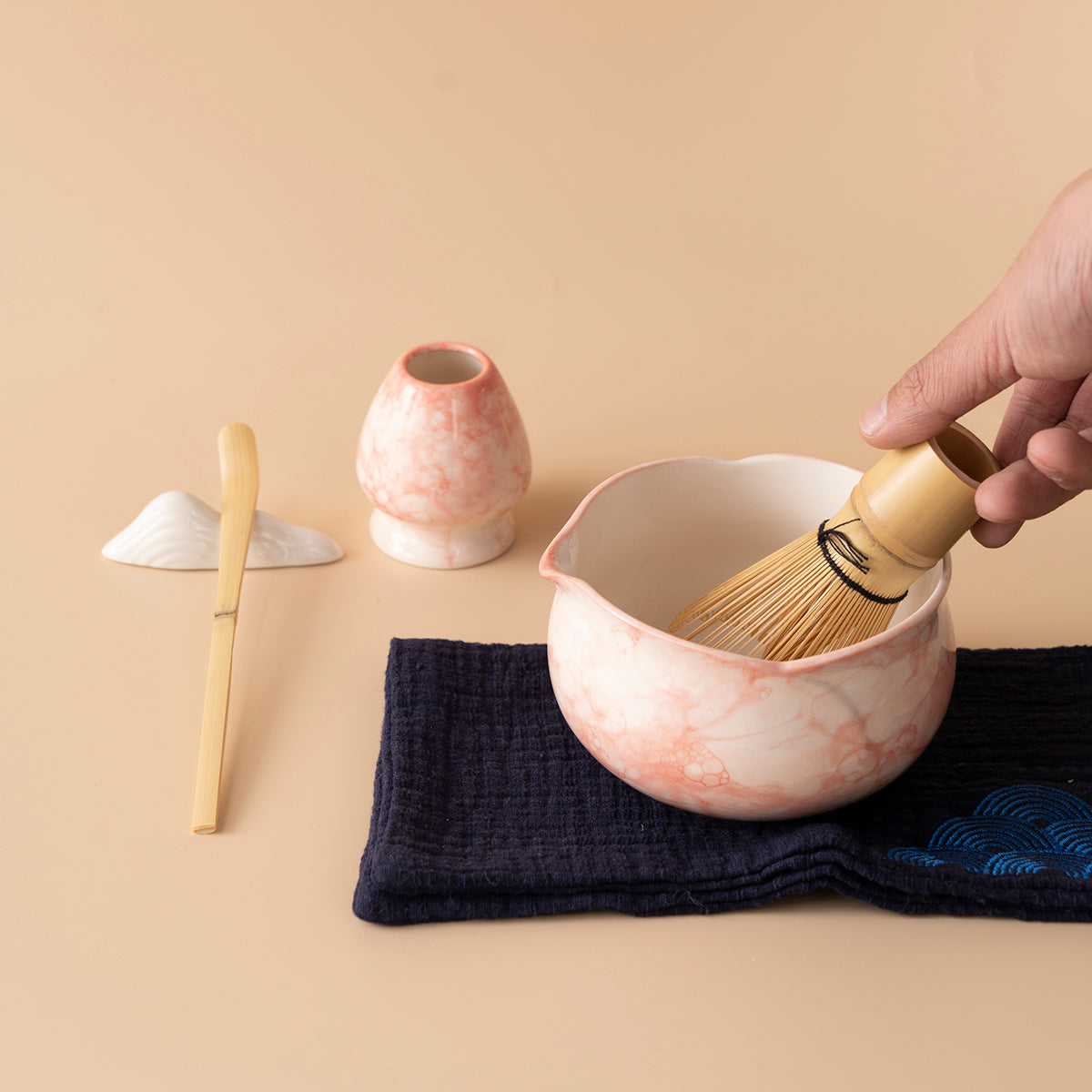 Japanese Marble-textured Ceramic Matcha Tea Set