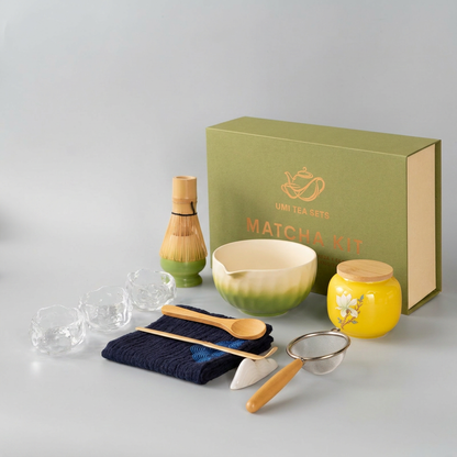 Japanese Gradient Green Ceramic Matcha Tea Set