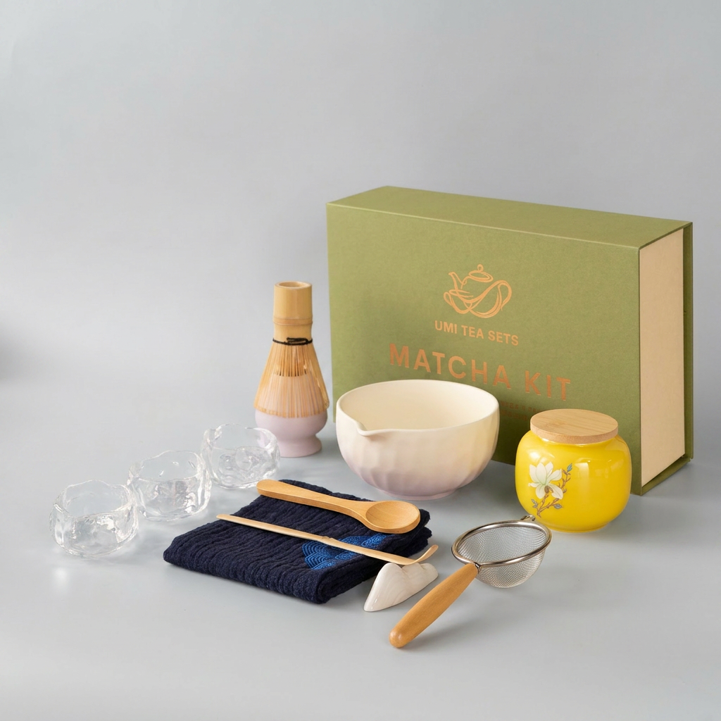 Japanese Gradient Green Ceramic Matcha Tea Set