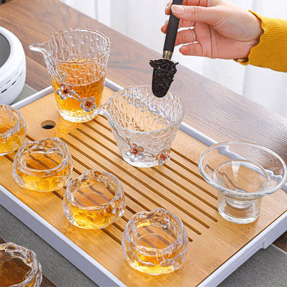 Silver Plum Blossom Glass Tea Set