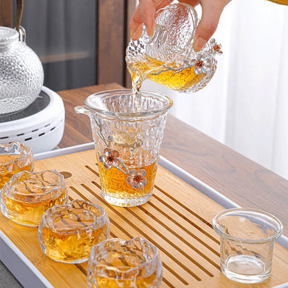 Silver Plum Blossom Glass Tea Set