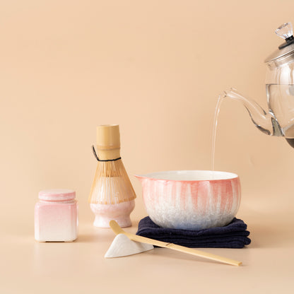 Crystalline Glaze Pink Gradient Matcha Tea Set